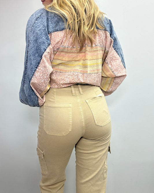 Tan Cropped Joggers by Risen