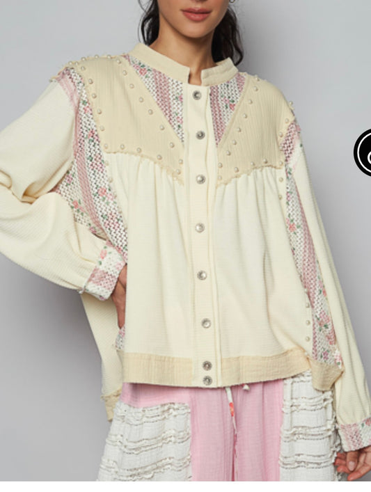 Just be Natural Pink Button Up Top
