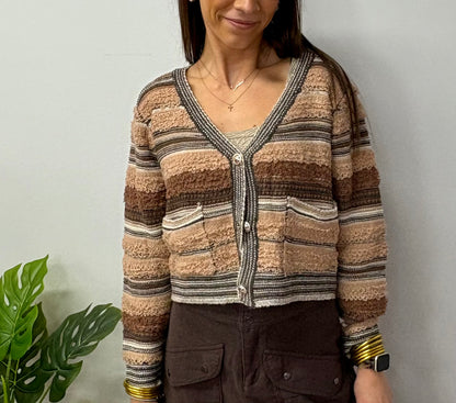 So Me Stripe Multi Colored Button Down Cardigan