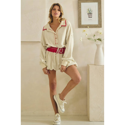 WASHED HENLEY STYLE ROMPER
