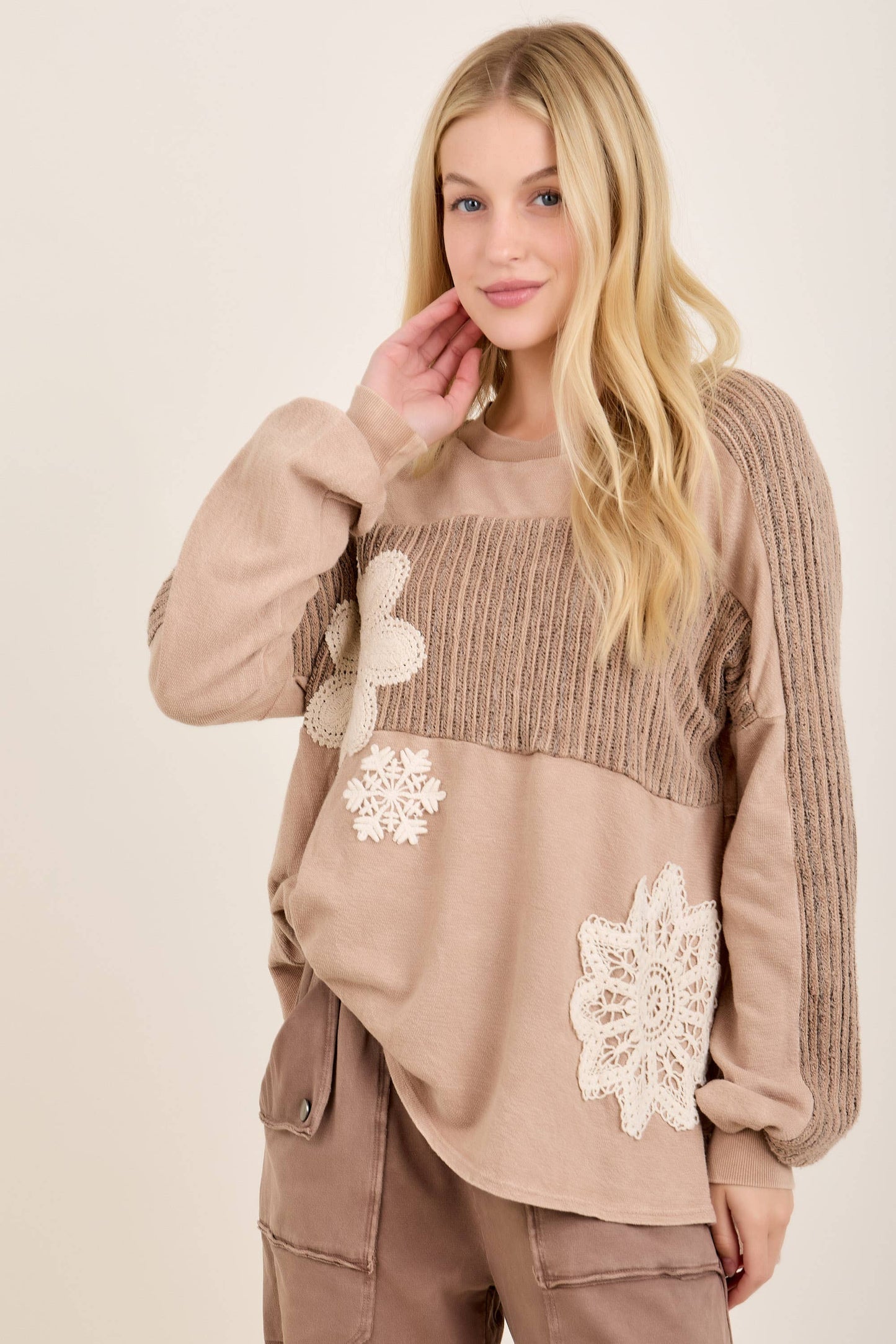 MineralWashed Snowflake doily Winter Sweater