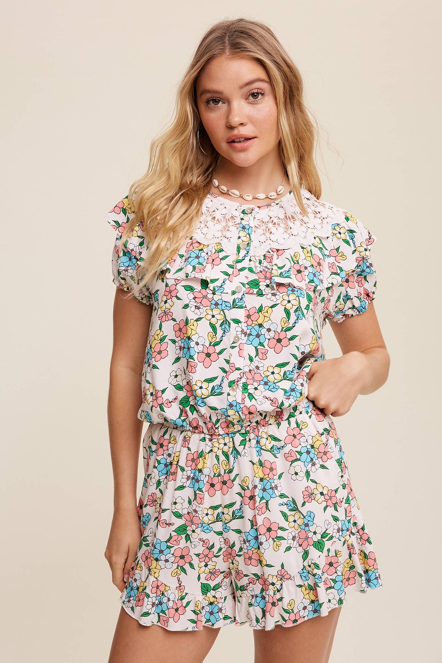 Floral Lace Collar Blouse