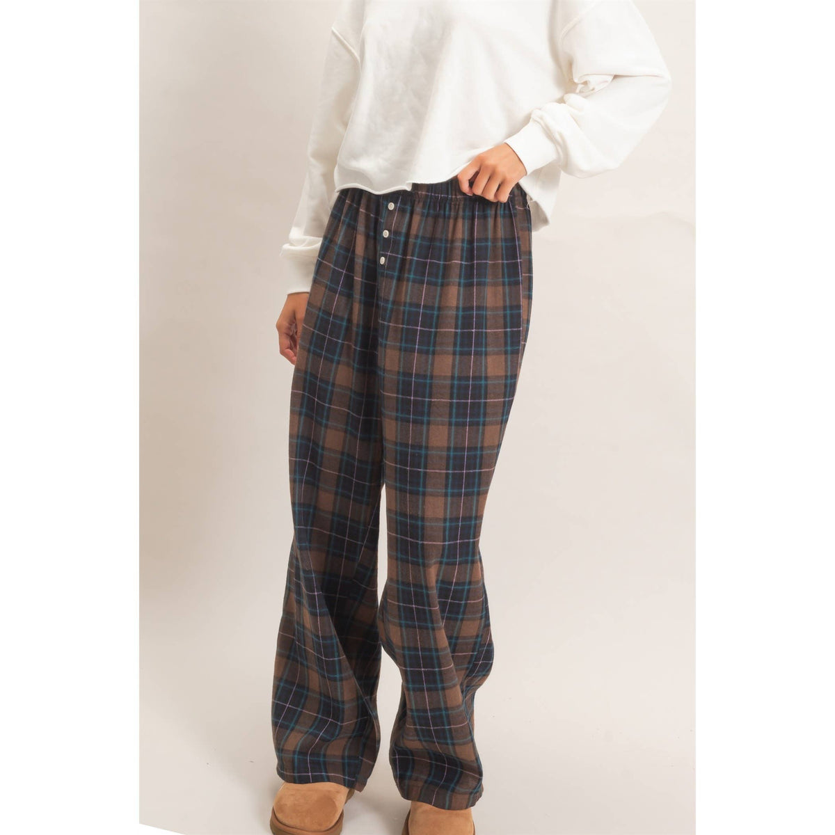 Plaid Wide-Leg Pants
