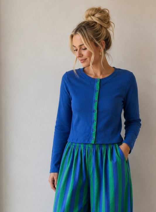 Bucket List Button Down Ribbed Top