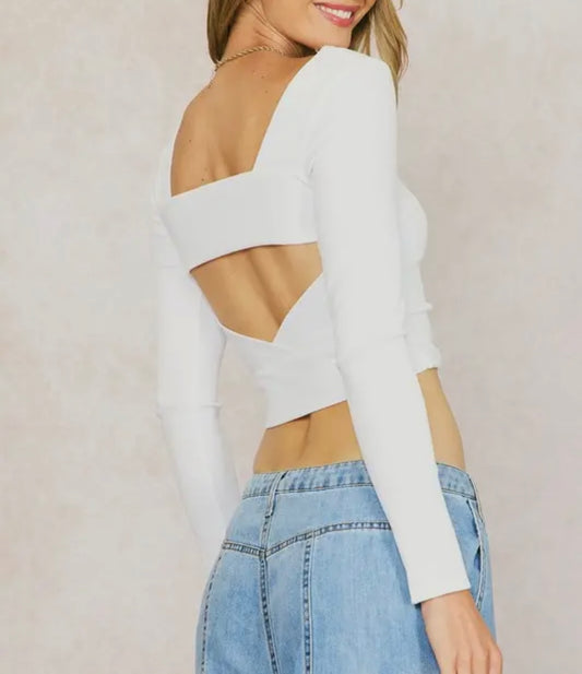 White Long Sleeve Freedom Top