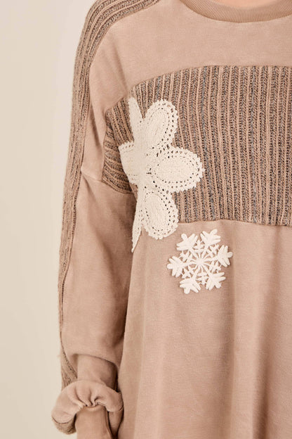 MineralWashed Snowflake doily Winter Sweater