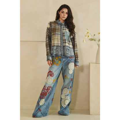 Patchwork Plaid Plaid Top ( Oli and Hali)