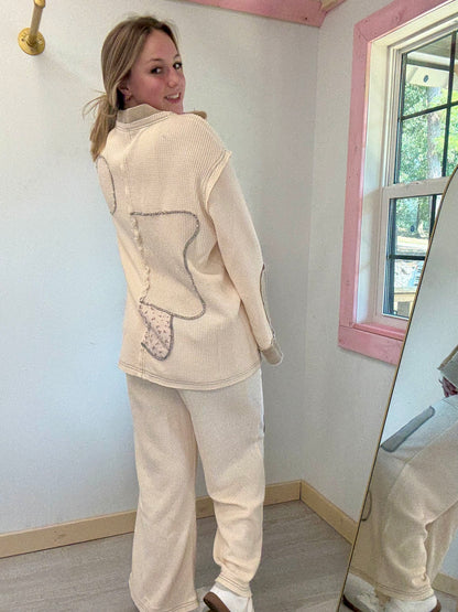 Cream Thermal Cardigan Pol