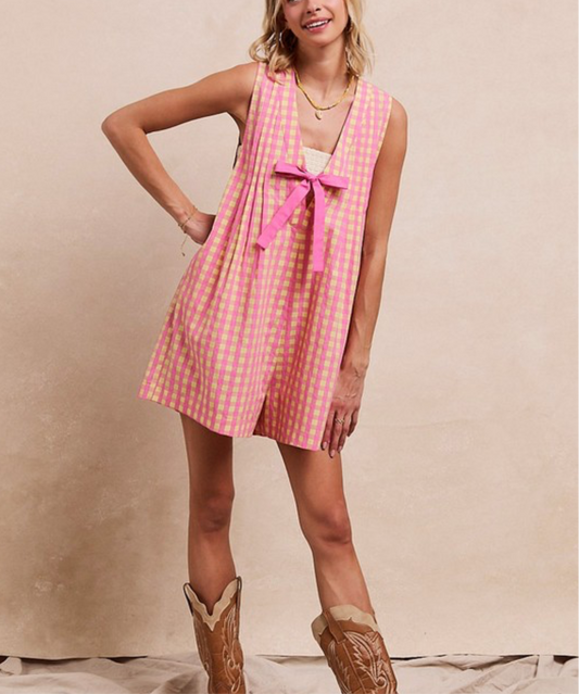 Gingham Pink Romper
