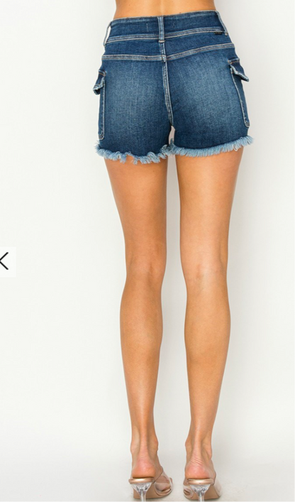 High Rise Cargo Dark Shorts Risen
