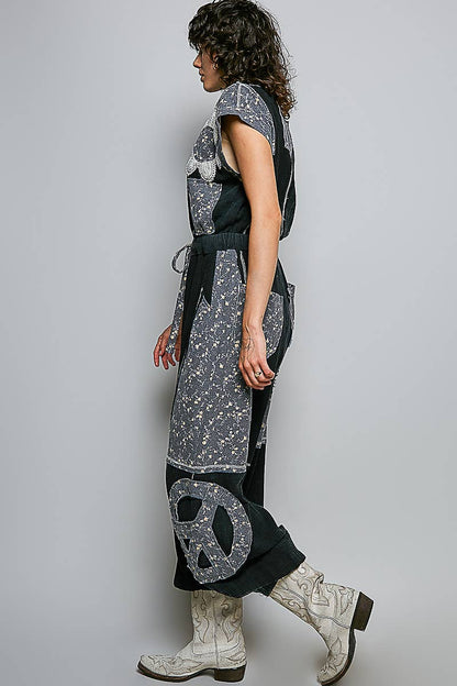 Elastic Hem Waistband Thermal Tapered Overalls