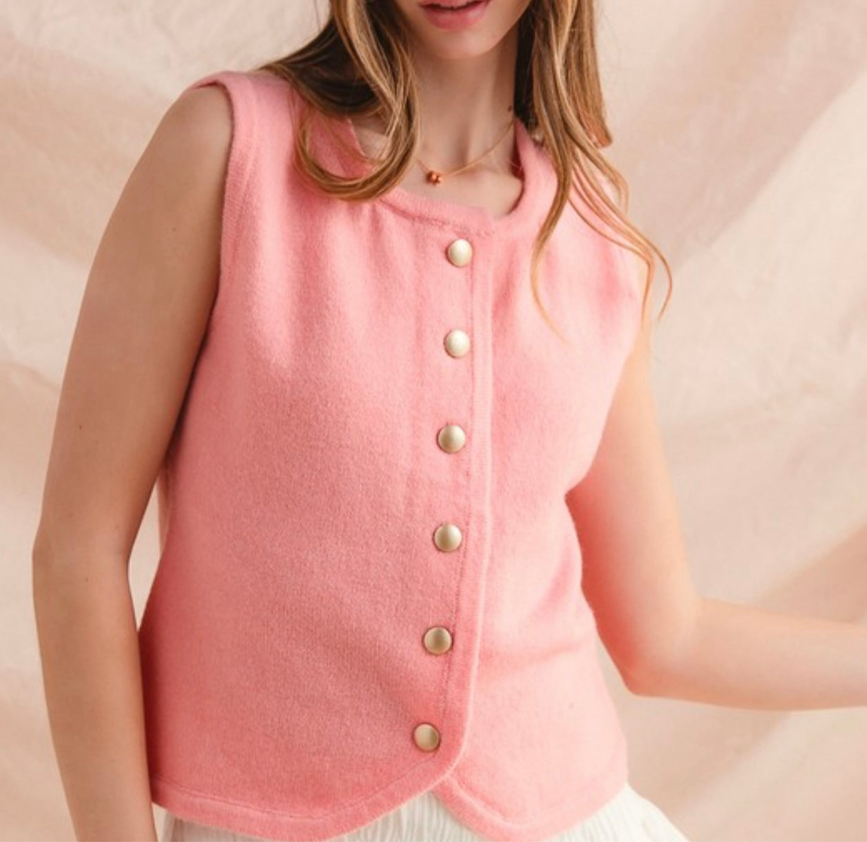 Blush Gold Henley Cardigan