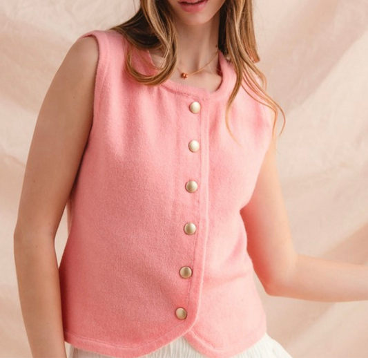 Blush Gold Henley Cardigan