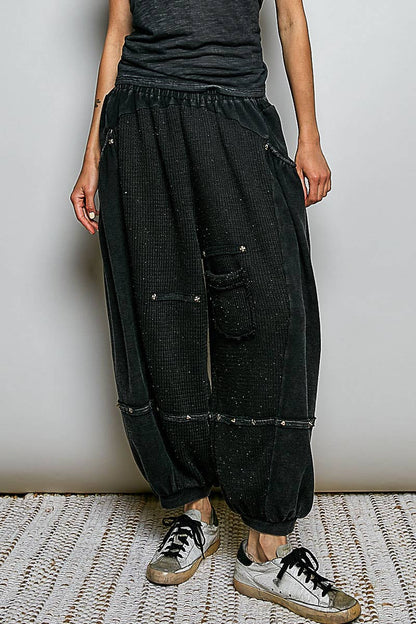 Thermal High Rise Jogger Baggy Knit Sweater Pants Pol