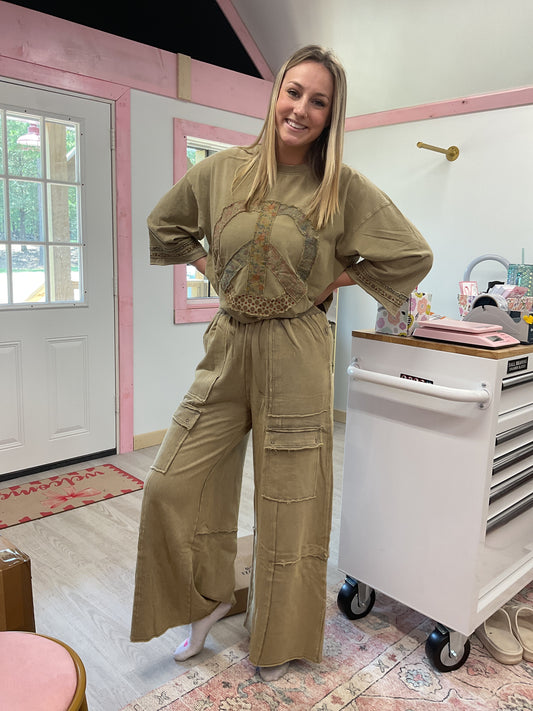 Olive Flare Pants