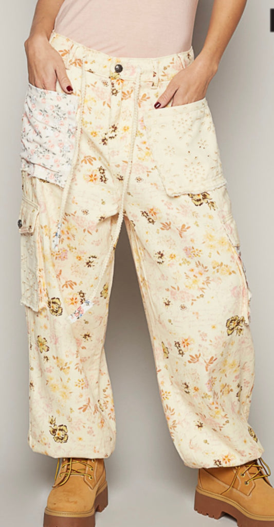 Cream Floral Joggers