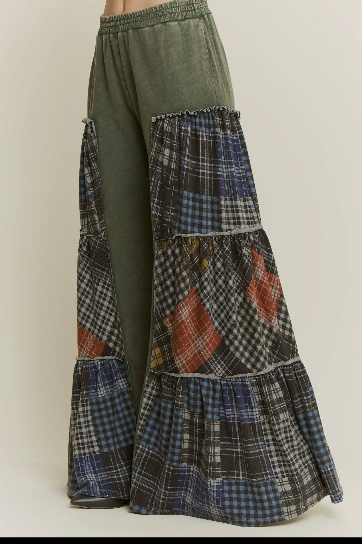 Olive Green Boho Flare Pants J.Her