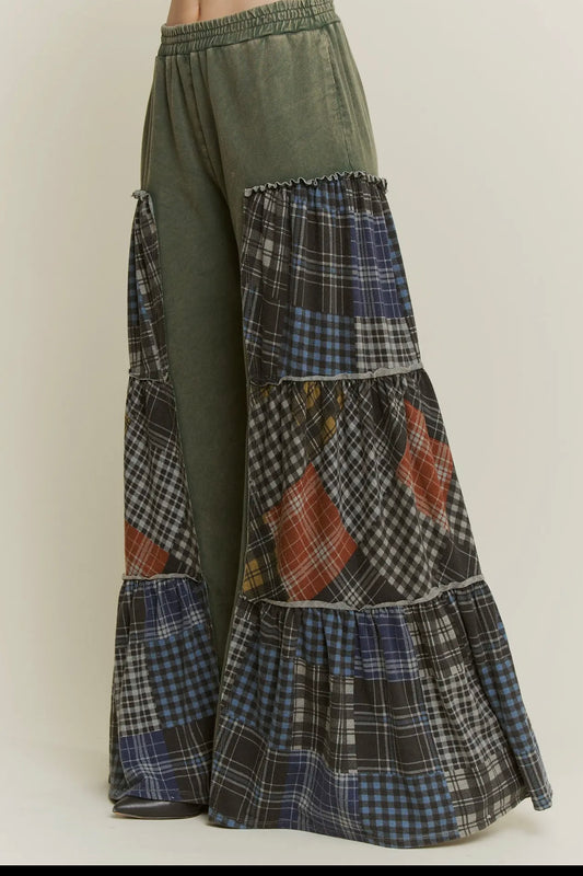 Olive Green Boho Flare Pants J.Her