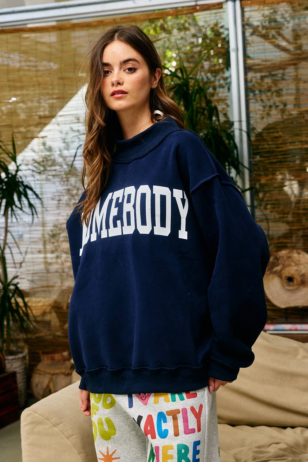 HOMEBODY | Reversible "HOMEBODY" Mock Neck Sweatshirt