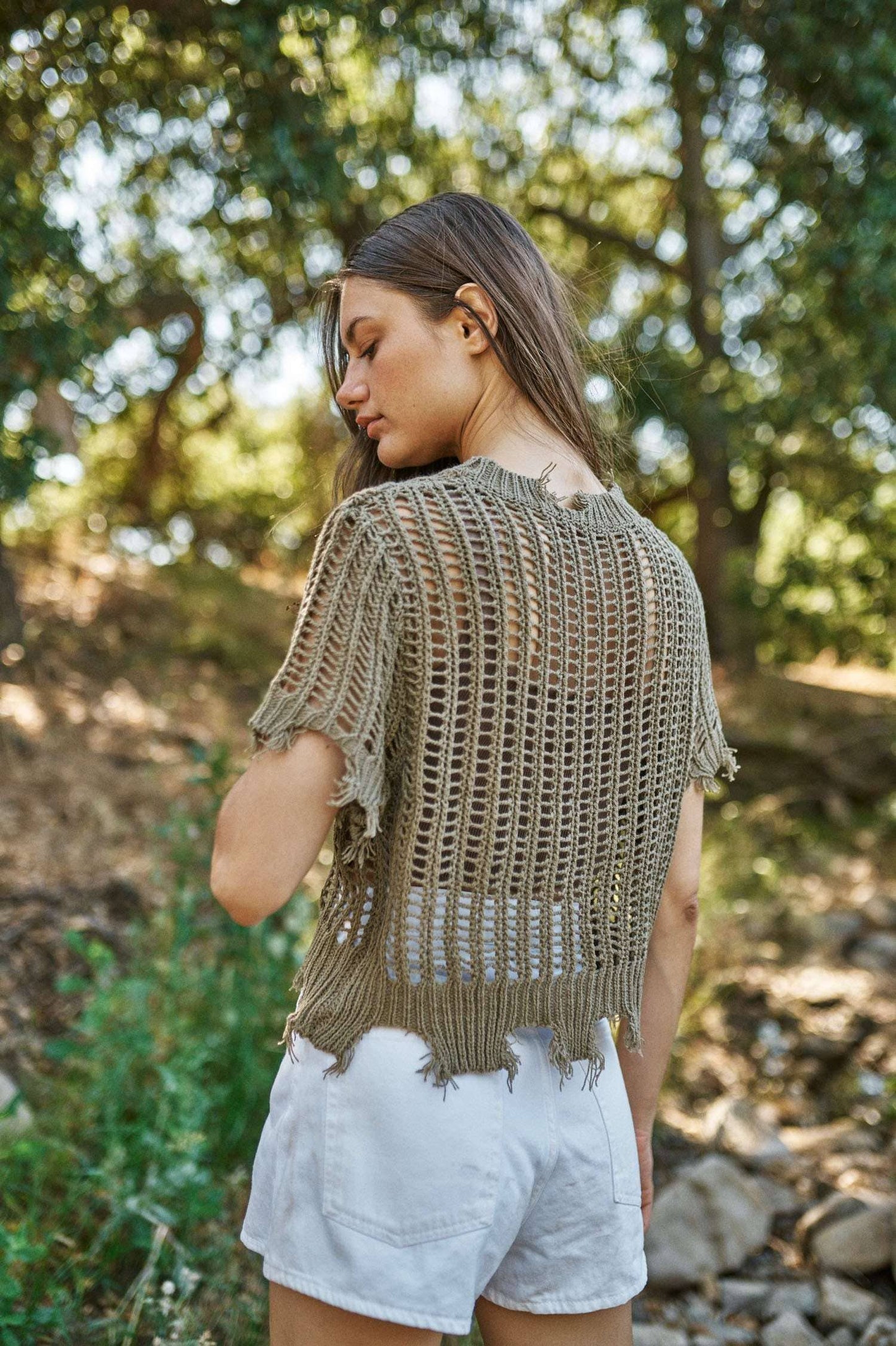 Crochet Olive Green Top