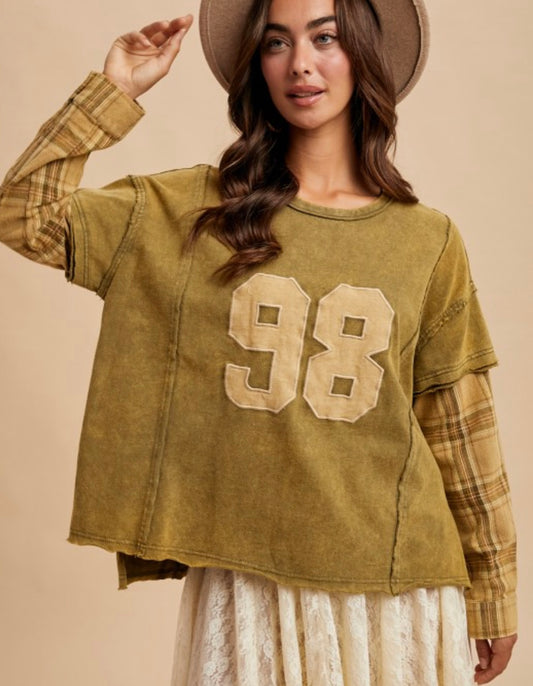 Olive 98 Long Sleeve Top In Loom