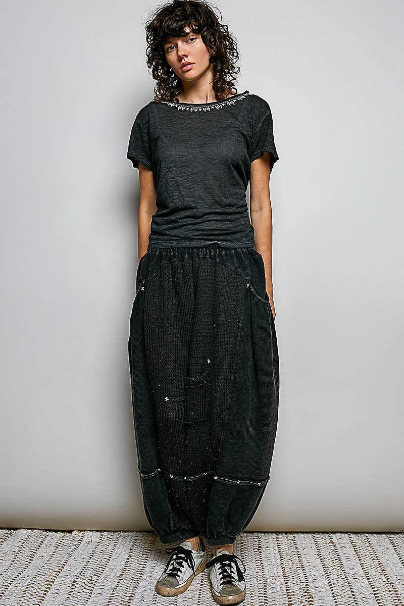 Thermal High Rise Jogger Baggy Knit Sweater Pants Pol