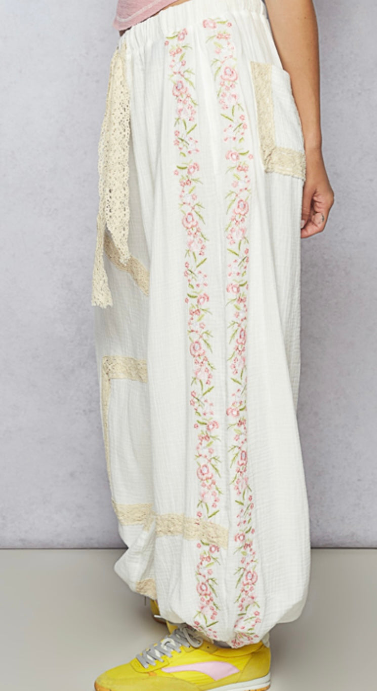 Cream Natural Lace Joggers