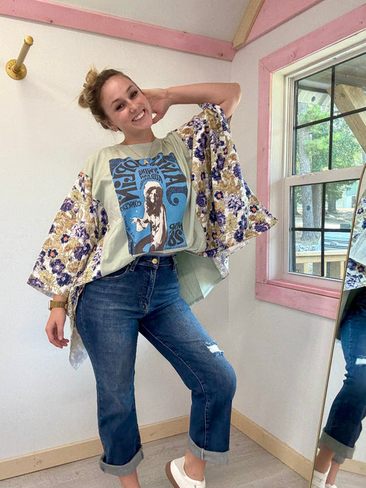 Janis Joplin Poncho Top Blue Velvet