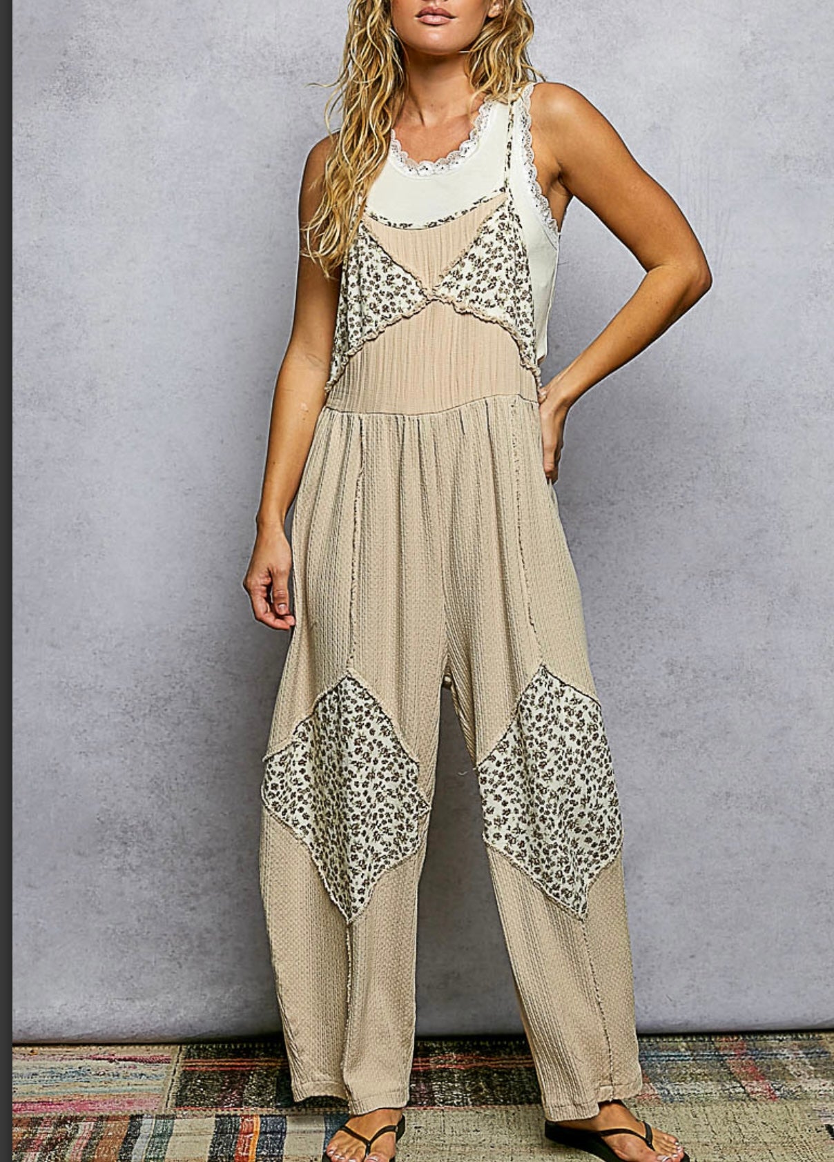 Cream Animal Print Overalls Pol