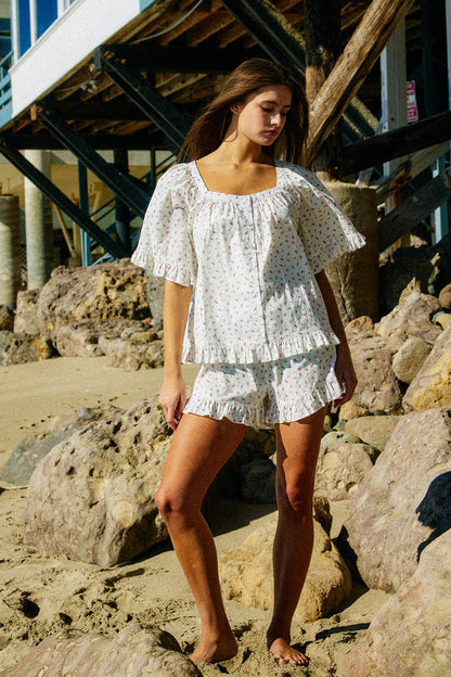 BL Square Neck Ruffled Floral Set