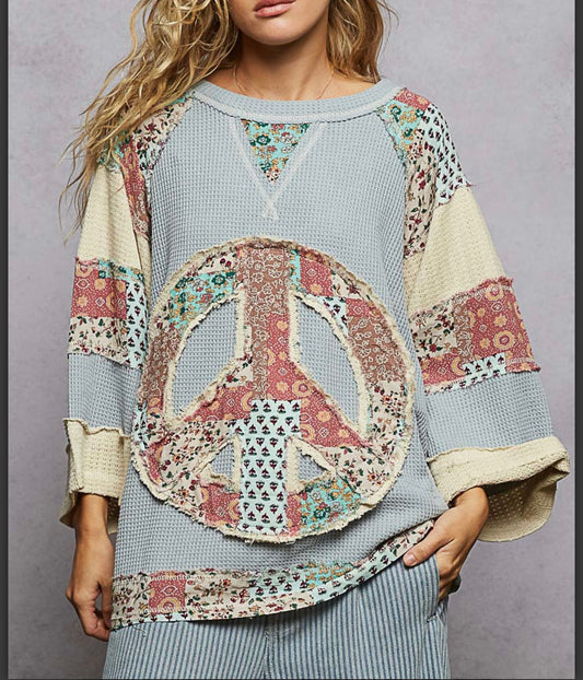 Blue Thermal Peace Top Pol