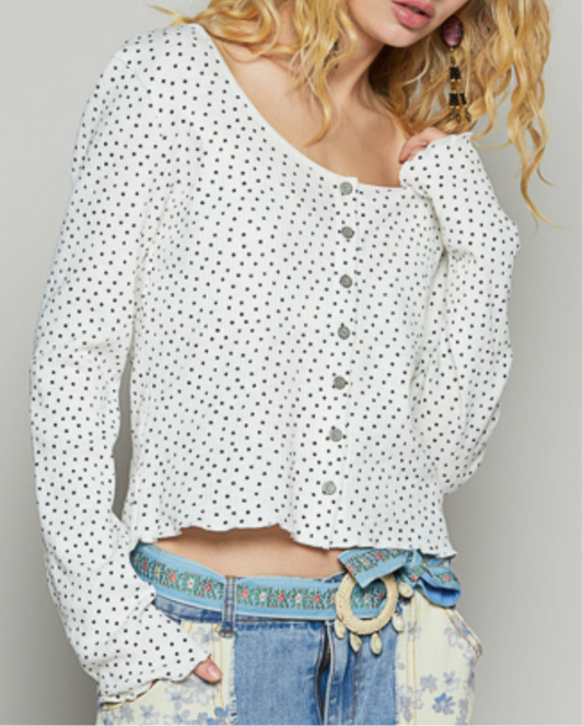 Flower White and Black Top