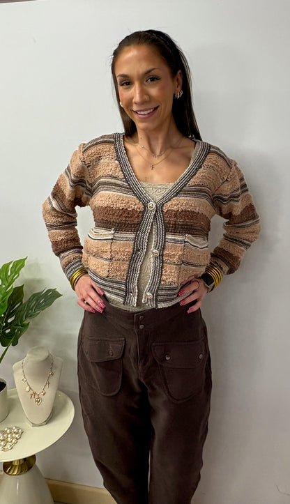 So Me Stripe Multi Colored Button Down Cardigan