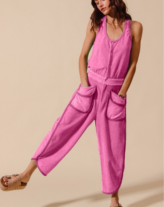 Mineral Wash Pink Jumpsuit
