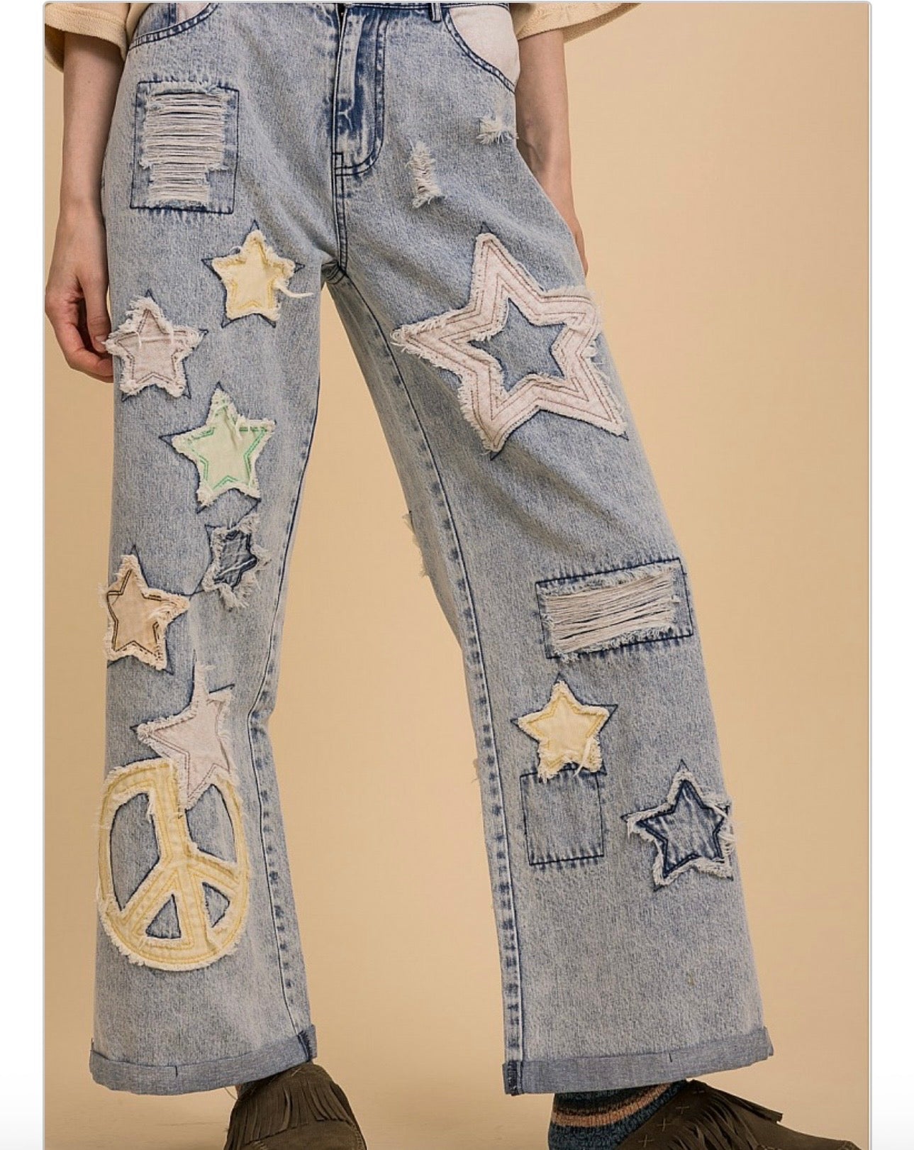 Peace Star Wash Denim Jeans