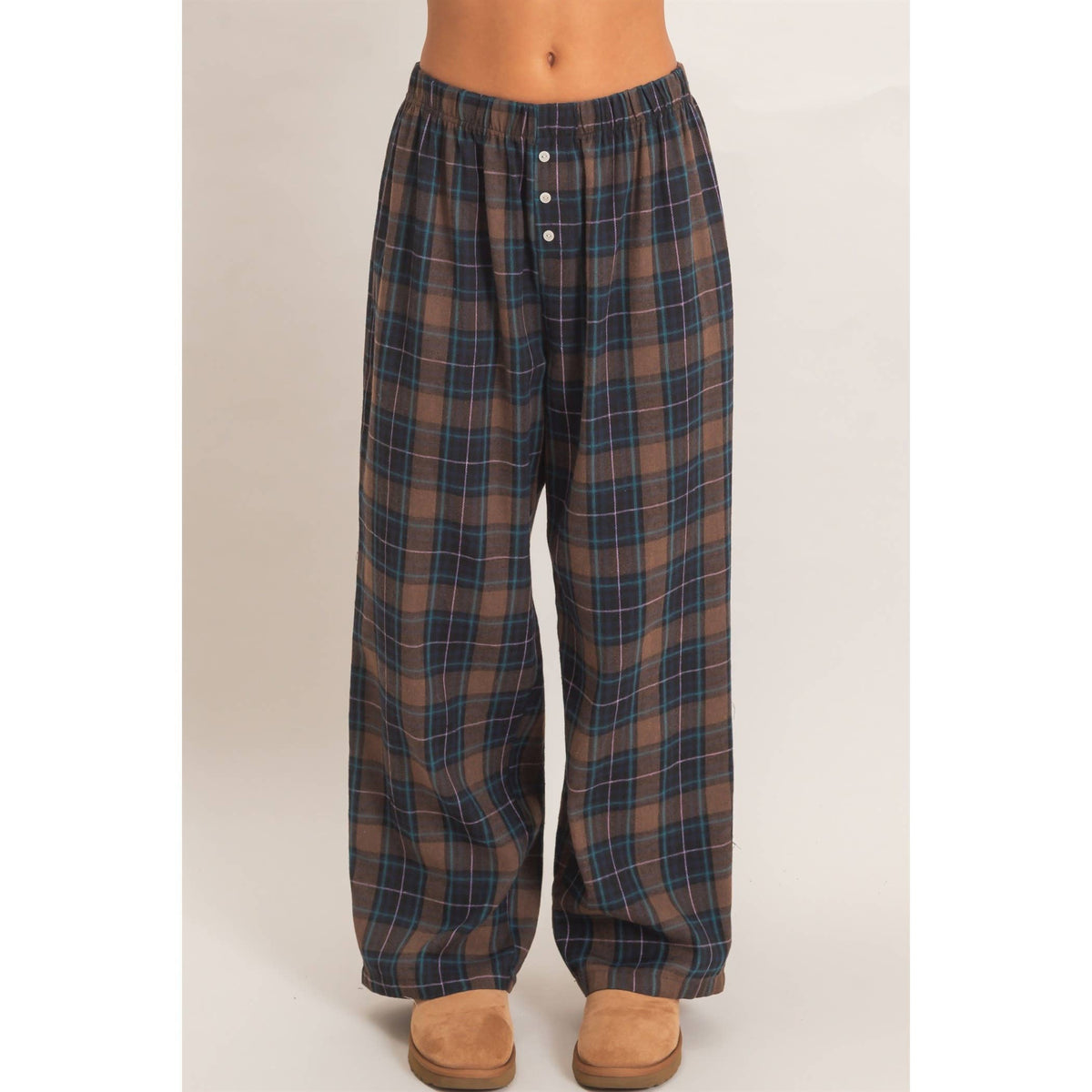 Plaid Wide-Leg Pants