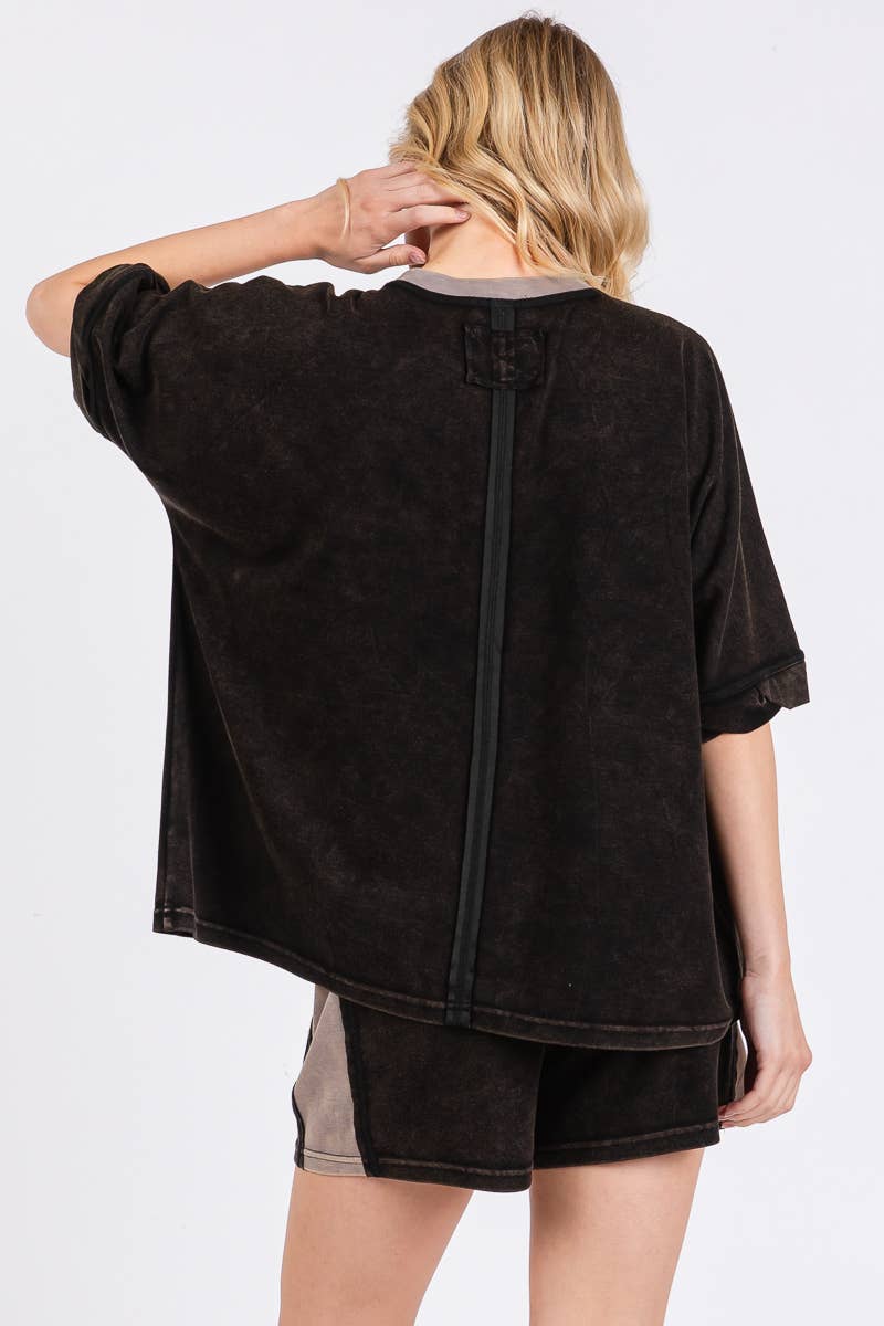 MINERAL WASHED SCUBA TOP AND SHORTS SET