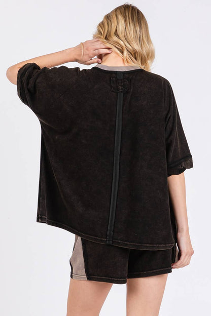 MINERAL WASHED SCUBA TOP AND SHORTS SET