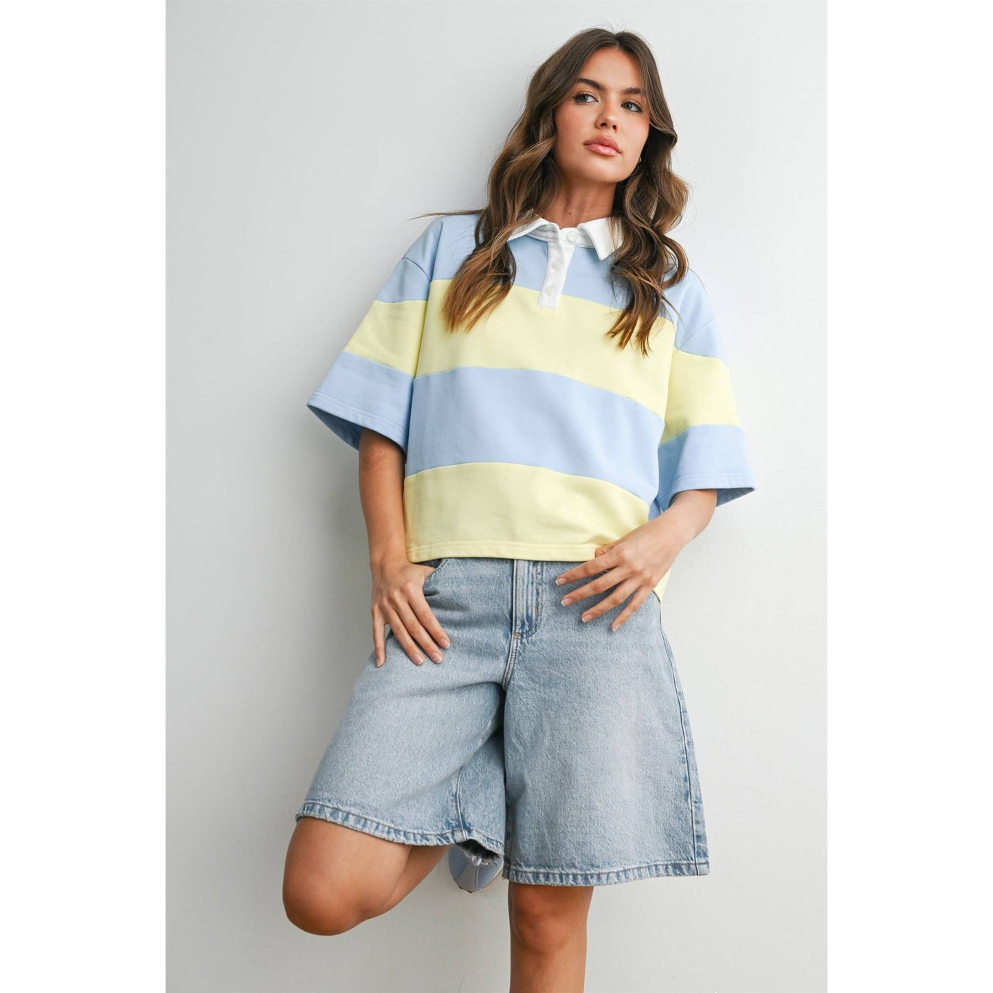Striped Boxy Polo Shirt