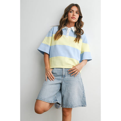 Striped Boxy Polo Shirt