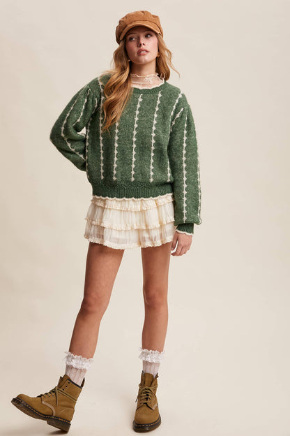 Tiered Ruffle Lace Trim Skort