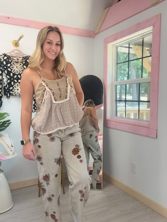 Taupe Sleeveless pol Top