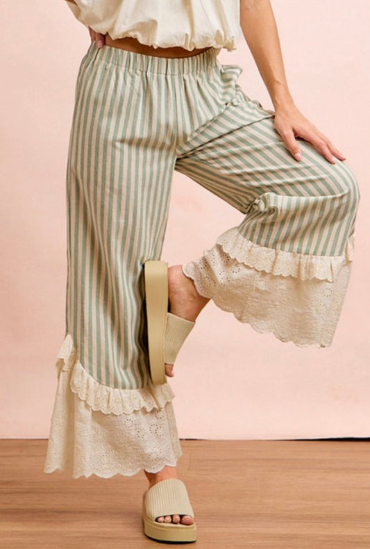 Sage Stripe Bloomer Pants