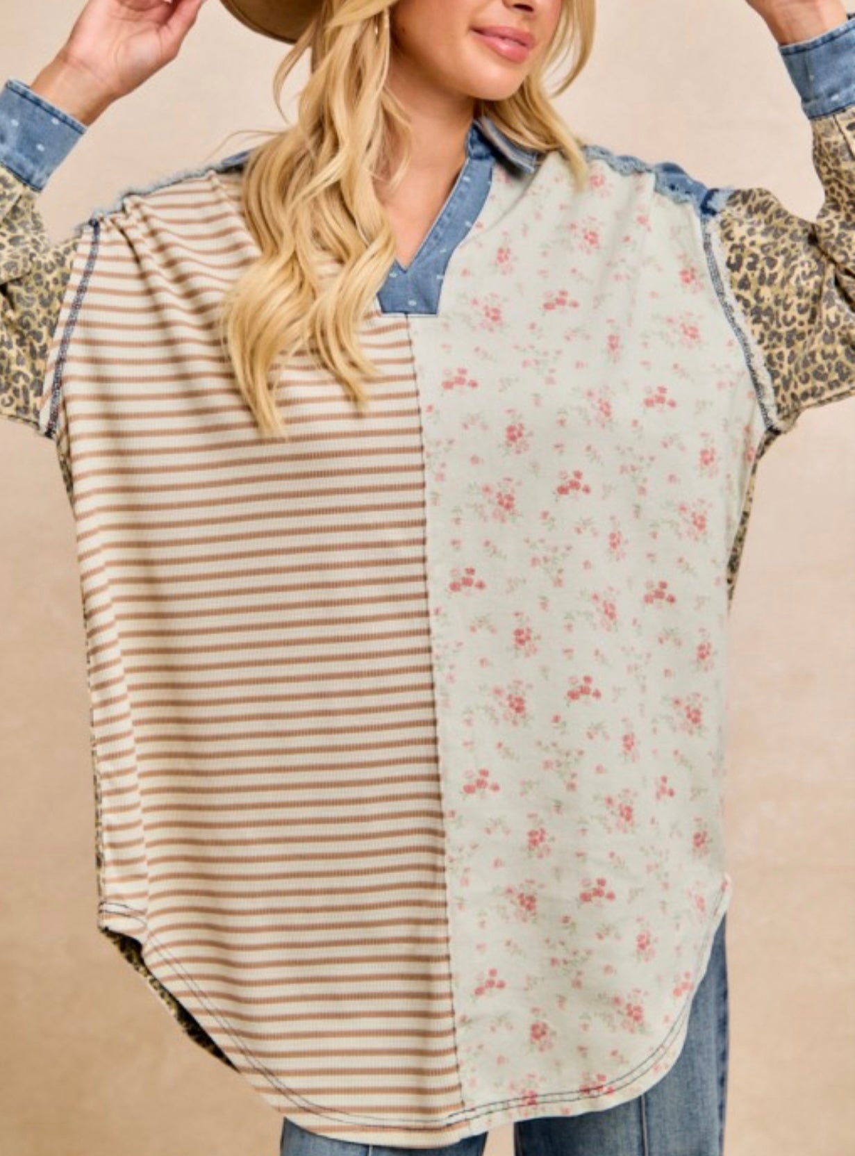 Jean Animal Stripe Floral Mix Bibi