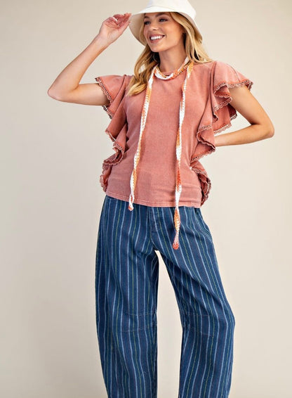 Easel Flutter Sleeve Top Easel