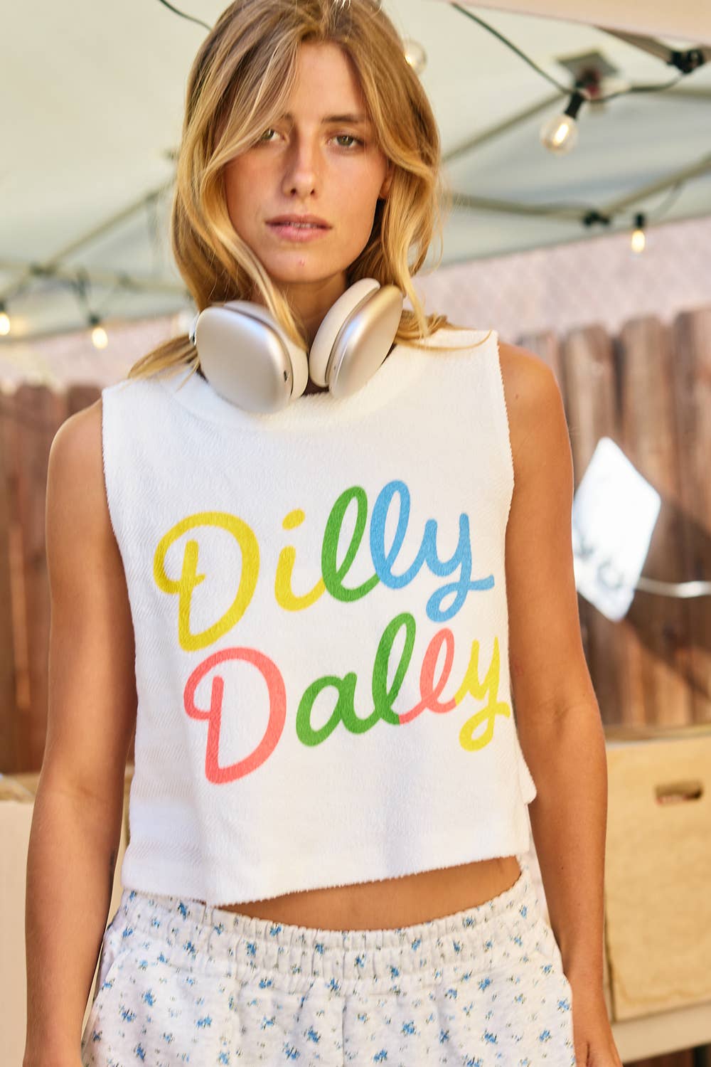 DILLY DALLY Cropped Terry Tank Top