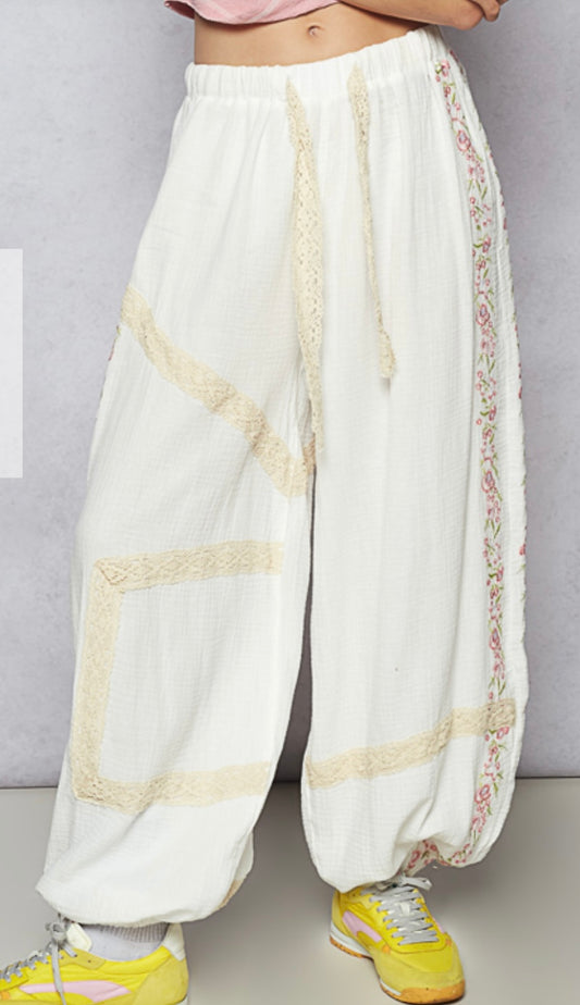 Cream Natural Lace Joggers