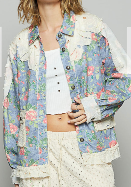 Denim Floral Top ( POL)