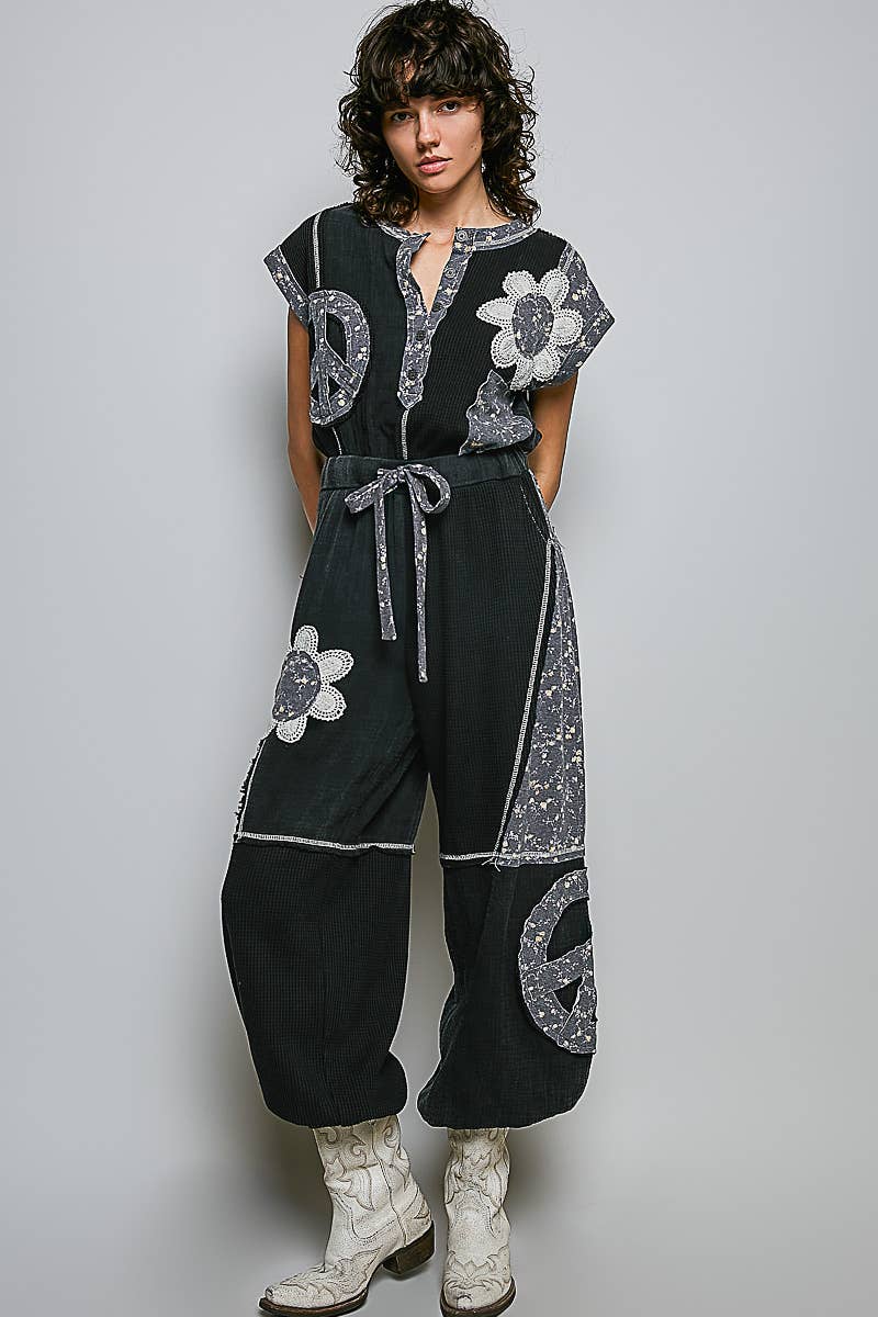 Elastic Hem Waistband Thermal Tapered Overalls