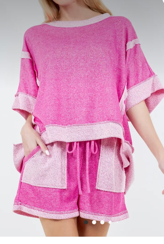 Neon Pink Terry Shorts